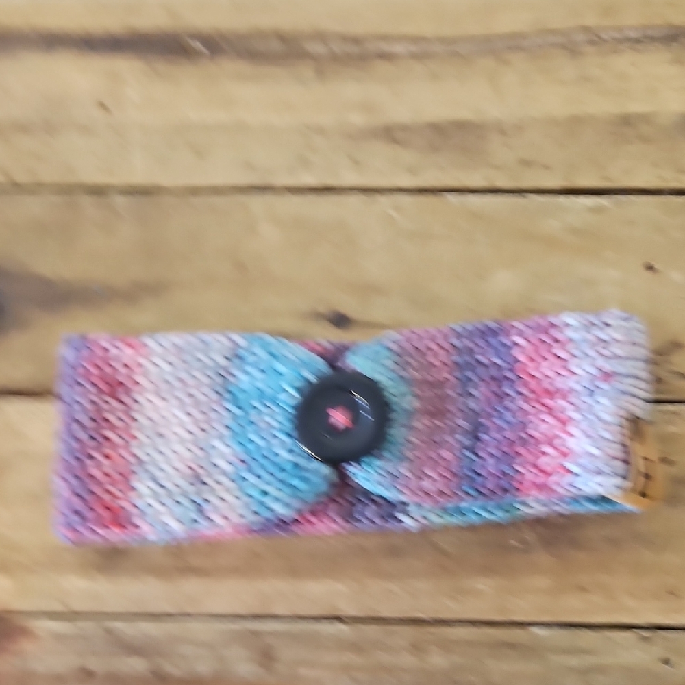 Multicolor Knit Headband with Button